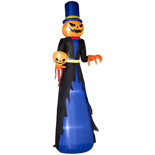 10ft Halloween Inflatable Pumpkin Head Reaper with LED Lights for Yard, Lawn Decoration