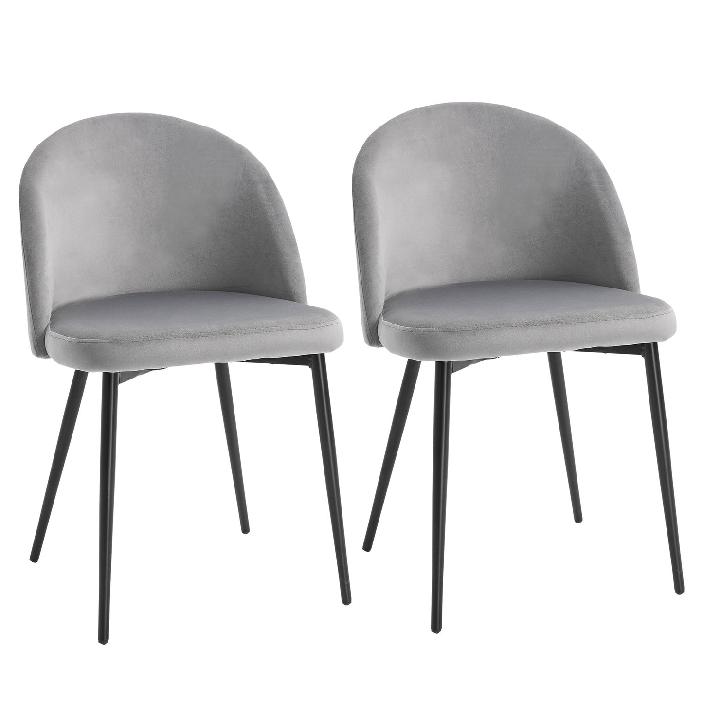 Set of 2 Modern Dining Chairs, Mid-Back Velvet-touch Upholstery Side Chair Table Chair for Living Room Dining Room, Grey Bar Stools Grey  at Gallery Canada