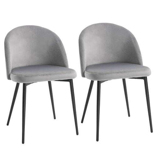 Set of 2 Modern Dining Chairs, Mid-Back Velvet-touch Upholstery Side Chair Table Chair for Living Room Dining Room, Grey