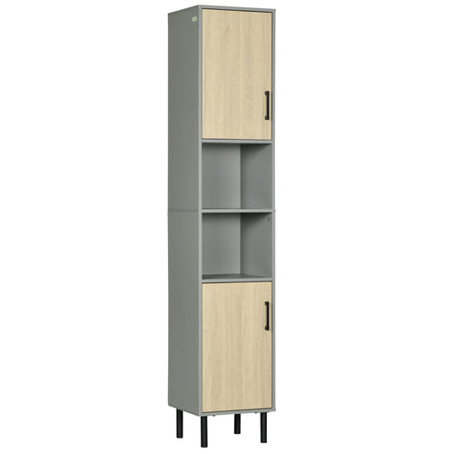 Tall Bathroom Storage, Linen Tower, Bathroom Cabinet with Doors, Shelves for Living Room Kitchen, 12.4