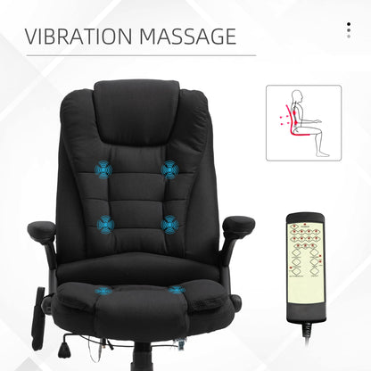 6 Point Vibrating Massage Office Chair High Back Executive Chair with Reclining Back, Swivel Wheels, Black Massage Chairs   at Gallery Canada