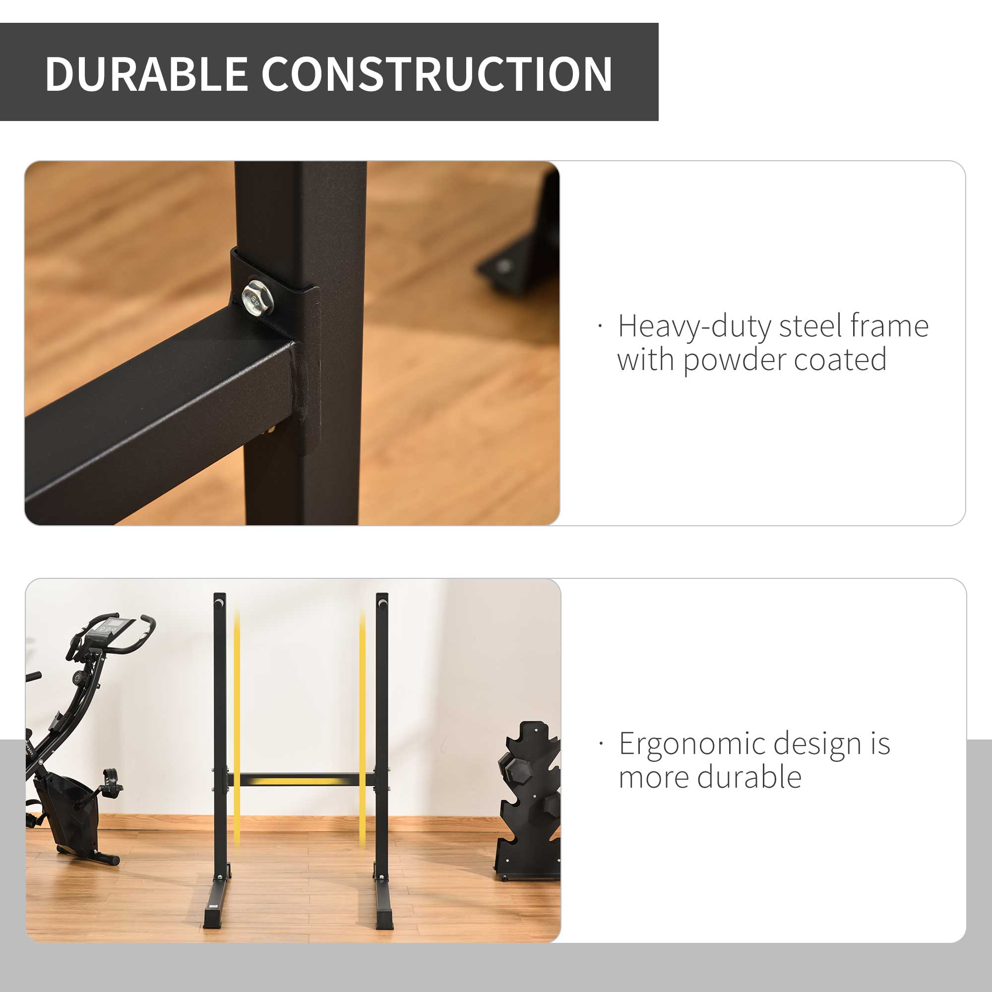 Dip Station with Padded Handles, Multifunctional Fitness Training Dip Bar for Indoor Home Gym Workout, Black Power Towers at Gallery Canada