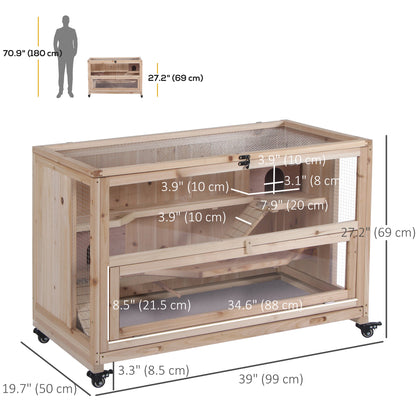 3 Tier Wooden Hamster Cage with Wheels for Syrian, Dwarf Hamster, Nature Wood Hamster Cages   at Gallery Canada