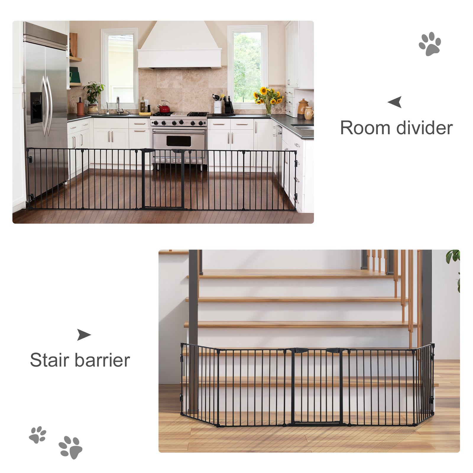 Foldable Dog Playpen Indoor for Small Medium Dogs with Door, for Stairway, Doorway, Hallway, Black Houses, Kennels & Pens   at Gallery Canada