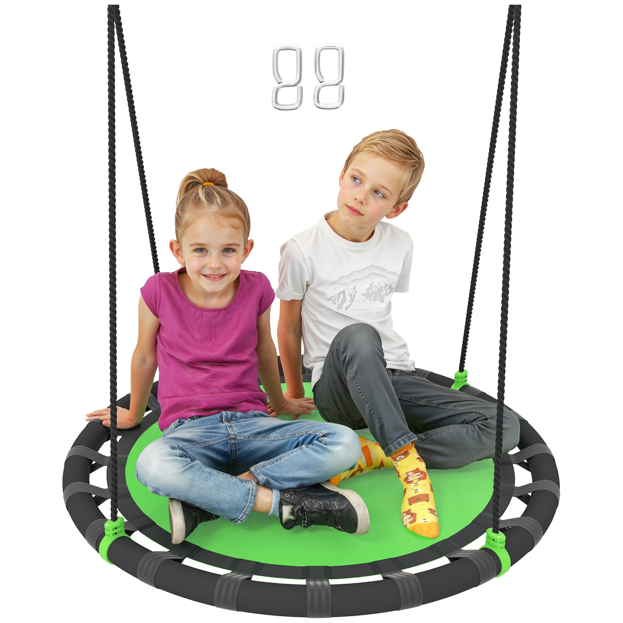 39 inch Saucer Tree Swing Set for Kids with Adjustable Hanging Ropes for Outdoor, Backyard, Green Gym Sets & Swings at Gallery Canada