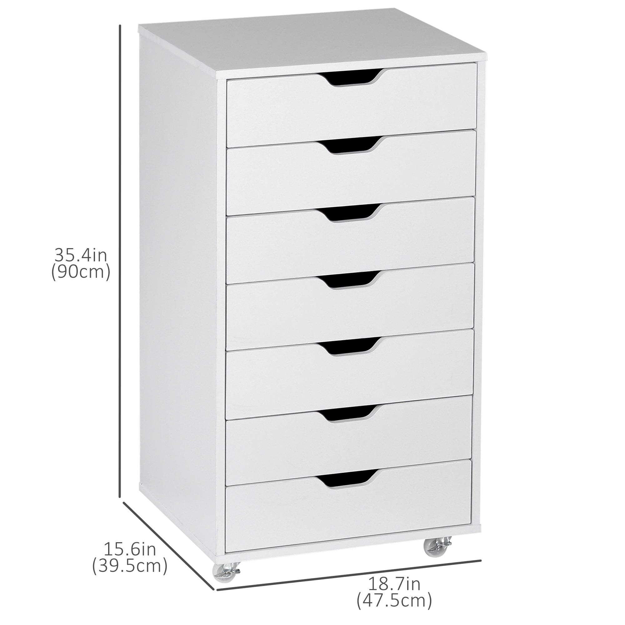 7-drawer Vertical File Cabinet for Home Office, Storage Cabinet with Wheels, 18.7