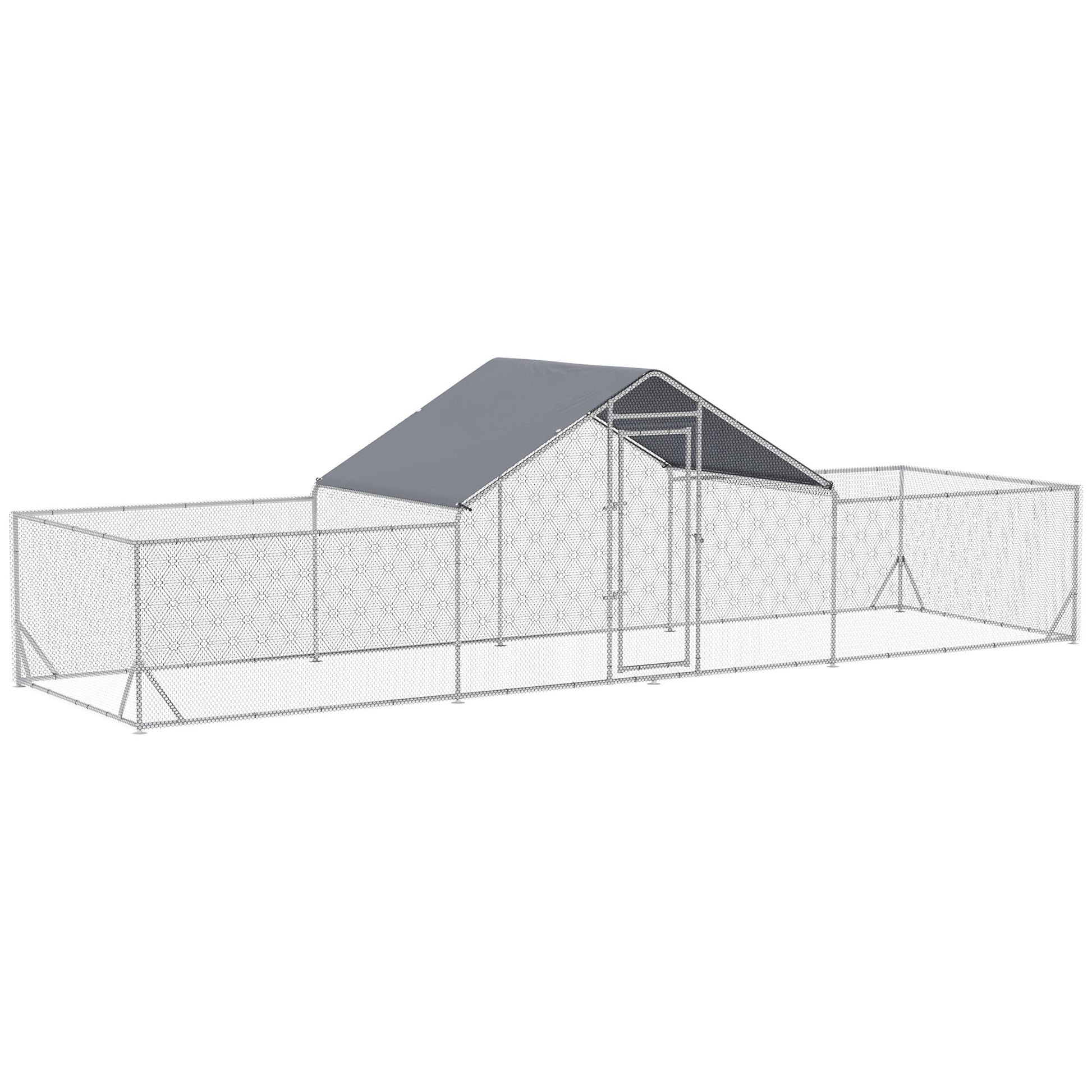 Large Chicken Run Outdoor for 12-14 Chickens, Walk In Metal Chicken Coop with Cover for Backyard Farm, 23' x 6.6' x 6.4' Chicken Coops Multi Colour  at Gallery Canada