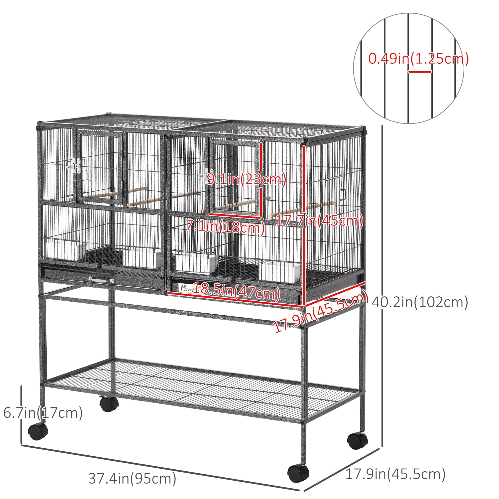 Large Double Rolling Metal Bird Cage Bird House w/ Removable Tray Storage Shelf Bird Cages Multi Colour  at Gallery Canada