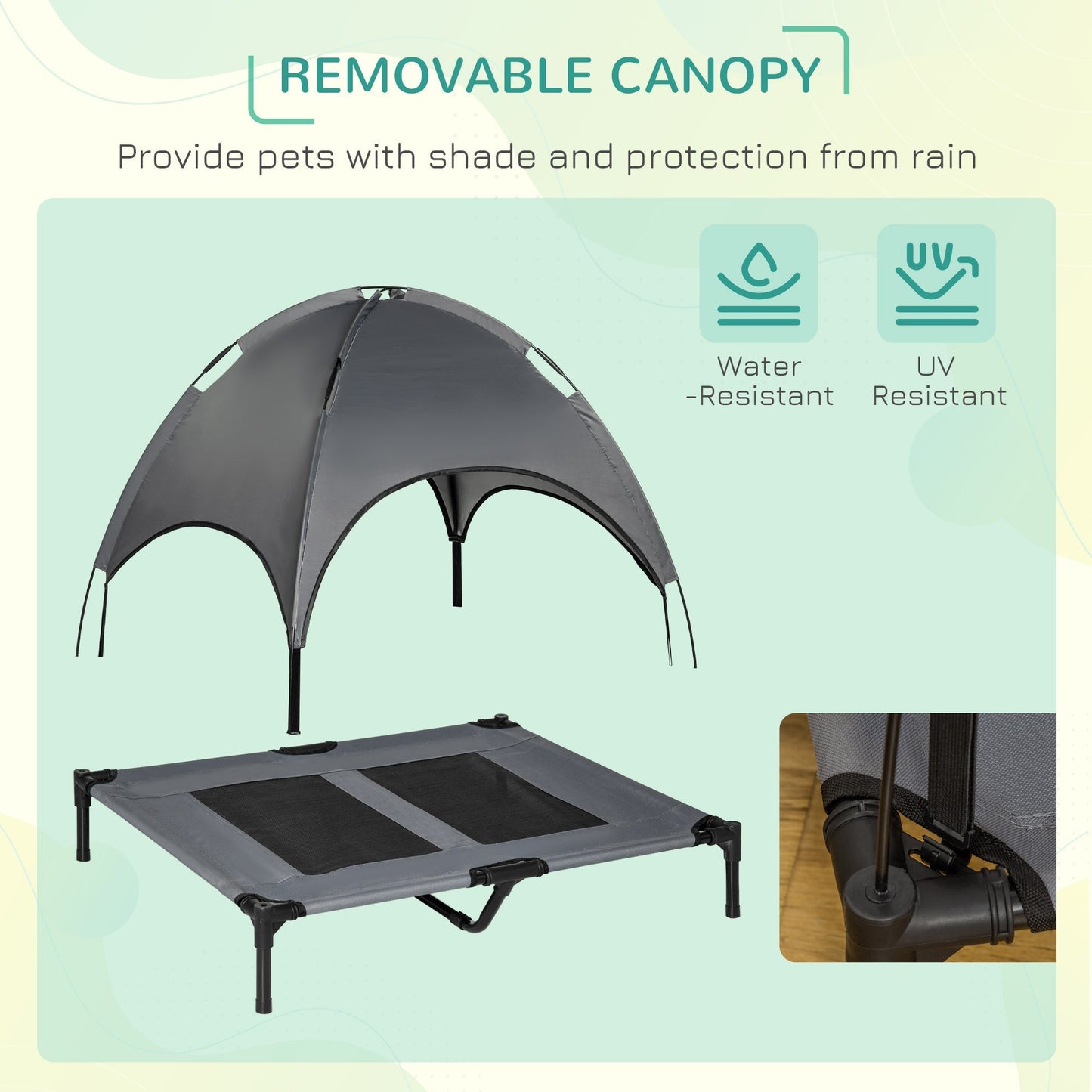 Large Elevated Dog Bed 6.2" L X 29.9" W 36.2" H Foldable Outdoor Cat Dog Canopy Cot w/ Carry Bag Grey Elevated Dog Beds   at Gallery Canada