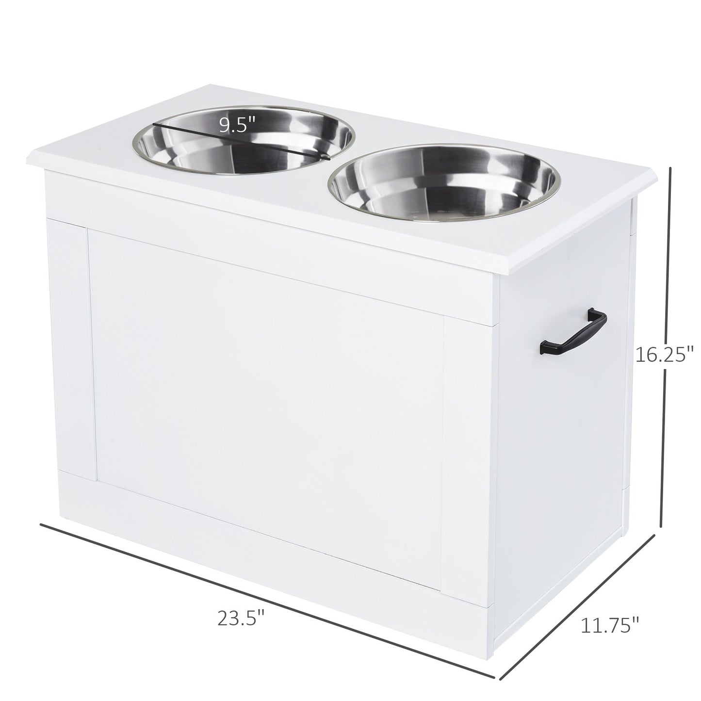 Large Elevated Pet Feeder with Storage Dog Pet Diner Function 2 Stainless Steel Dog Bowls Elevated Base for Large Dogs and Other Large Pet, White Dog Bowls   at Gallery Canada