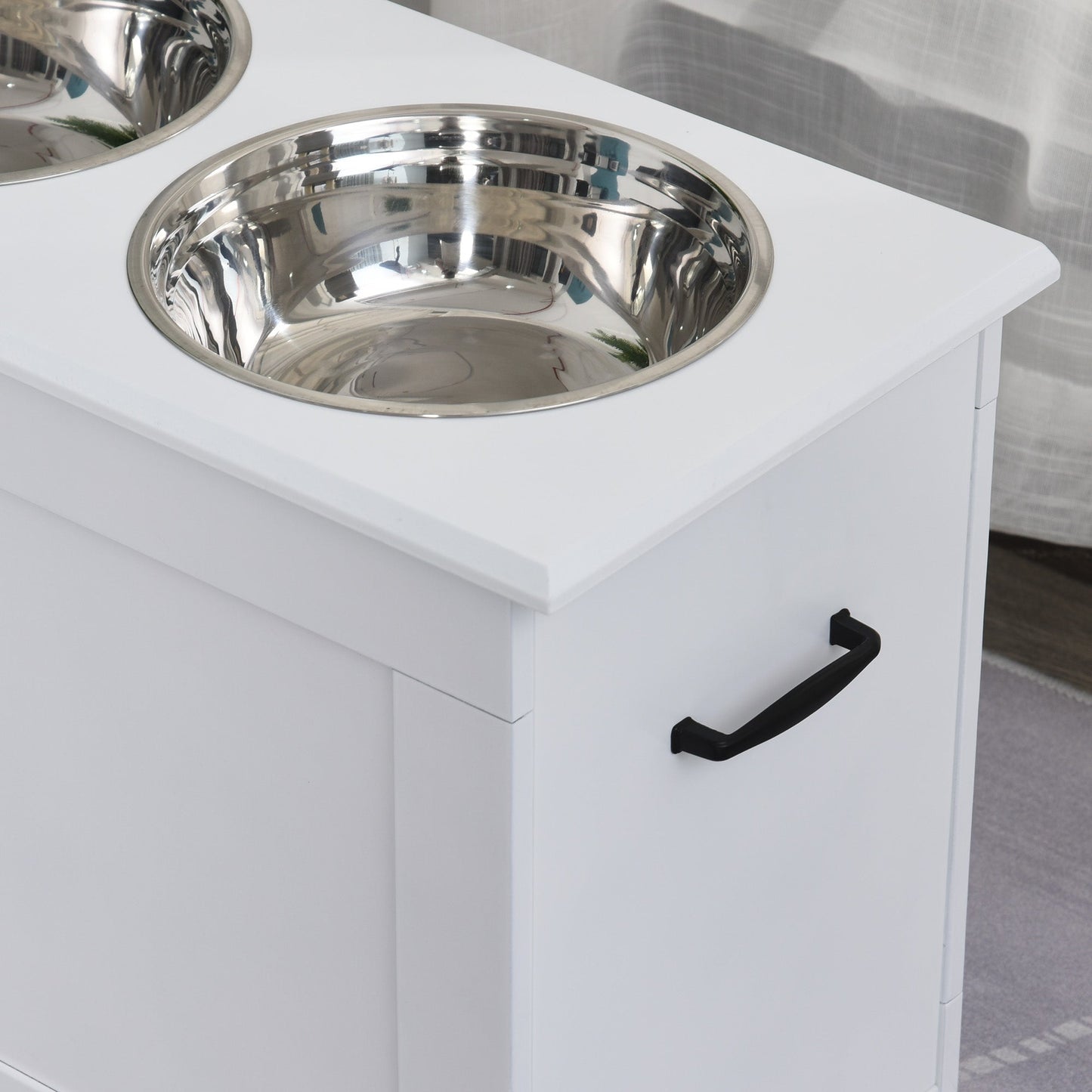 Large Elevated Pet Feeder with Storage Dog Pet Diner Function 2 Stainless Steel Dog Bowls Elevated Base for Large Dogs and Other Large Pet, White Dog Bowls   at Gallery Canada