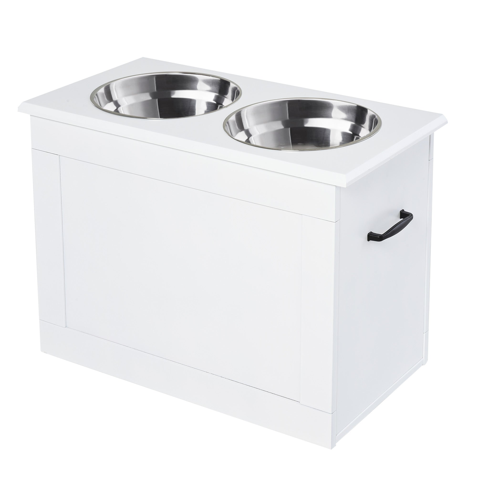 Large Elevated Pet Feeder with Storage Dog Pet Diner Function 2 Stainless Steel Dog Bowls Elevated Base for Large Dogs and Other Large Pet, White Dog Bowls White  at Gallery Canada