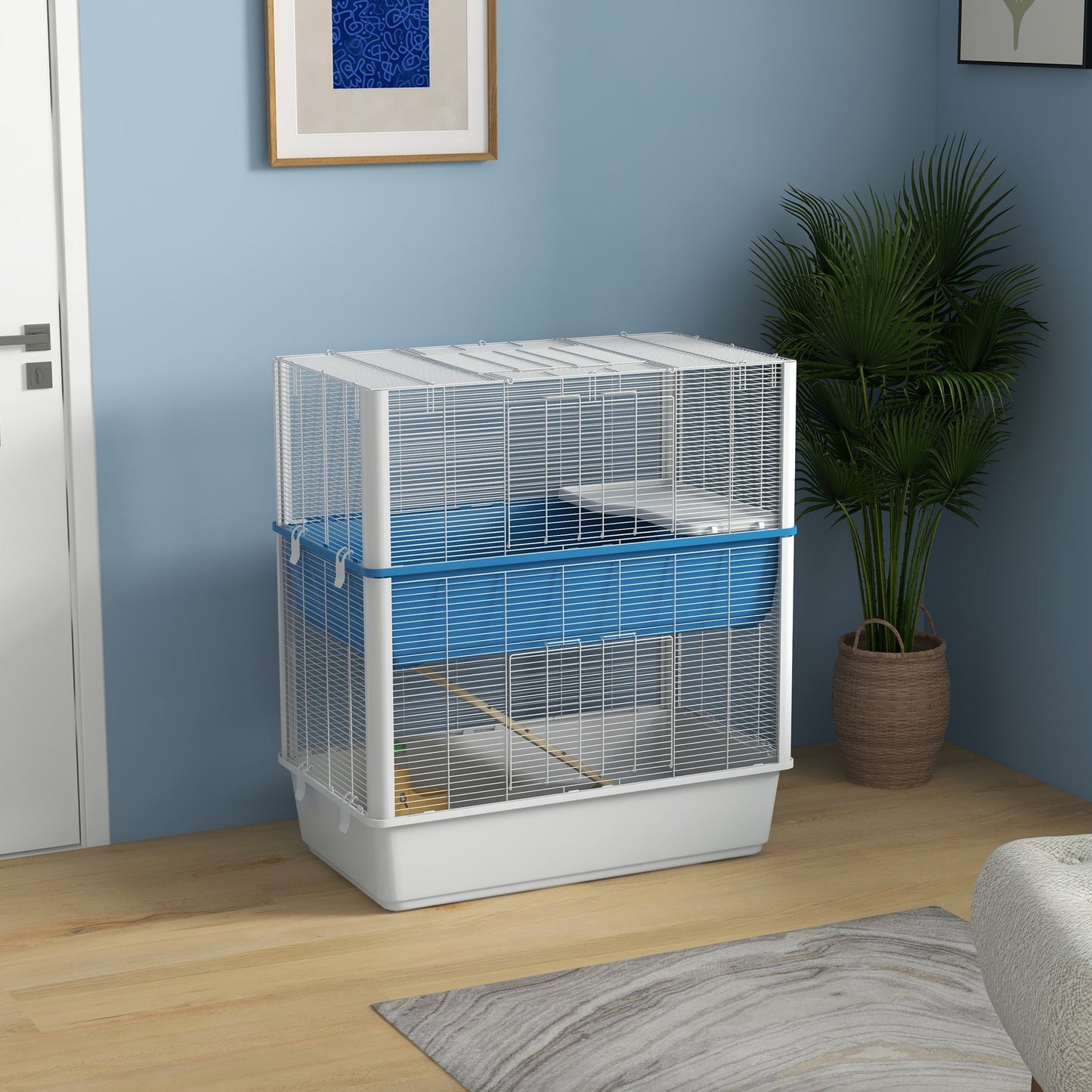 Large Hamster Cage with Accessories, Rat Cage Gerbil Habitat with Detachable Bottom, Ramps, Platform, Food Bowl, Water Bottle, 31" x 18" x 35" Hamster Cages   at Gallery Canada