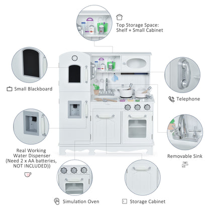 Large Kids Kitchen Playset With Telephone, Water Dispenser Simulation Cooking Set Play Kitchen   at Gallery Canada