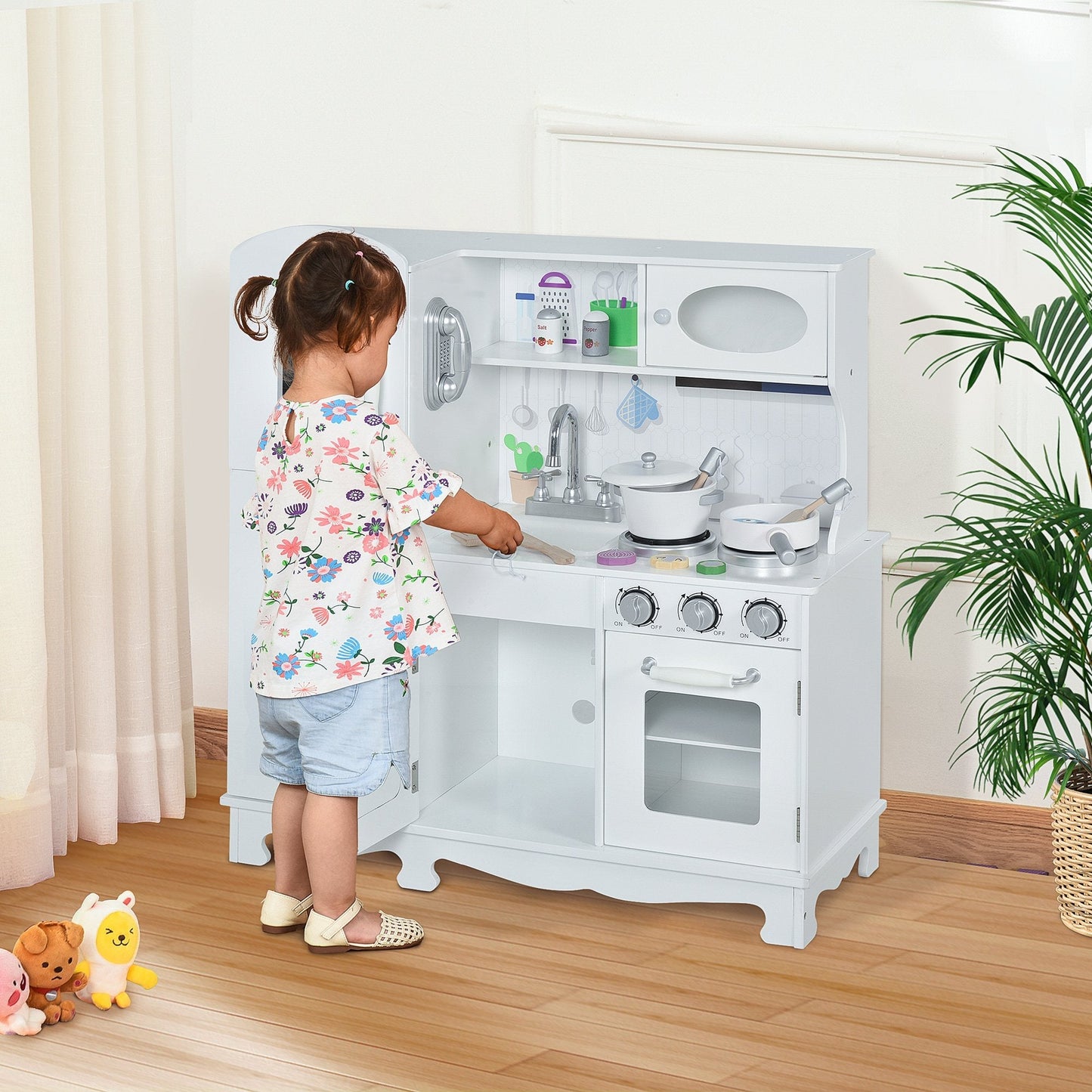 Large Kids Kitchen Playset With Telephone, Water Dispenser Simulation Cooking Set Play Kitchen   at Gallery Canada