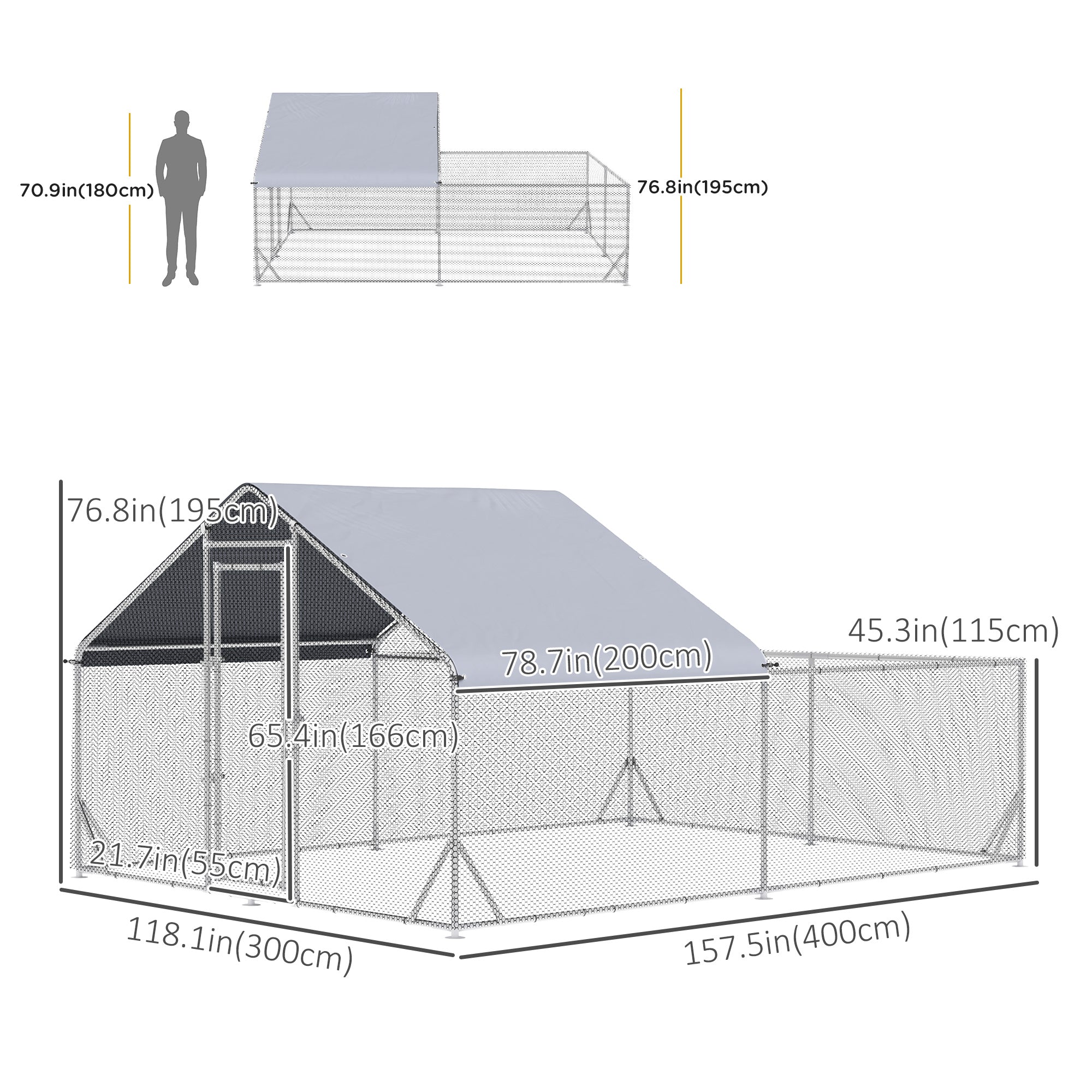 Large Walk-in Metal Chicken Coop with UV Cover for Poultry, 13.1'x9.8'x6.4', Multi-Colour Chicken Coops Multi Colour  at Gallery Canada