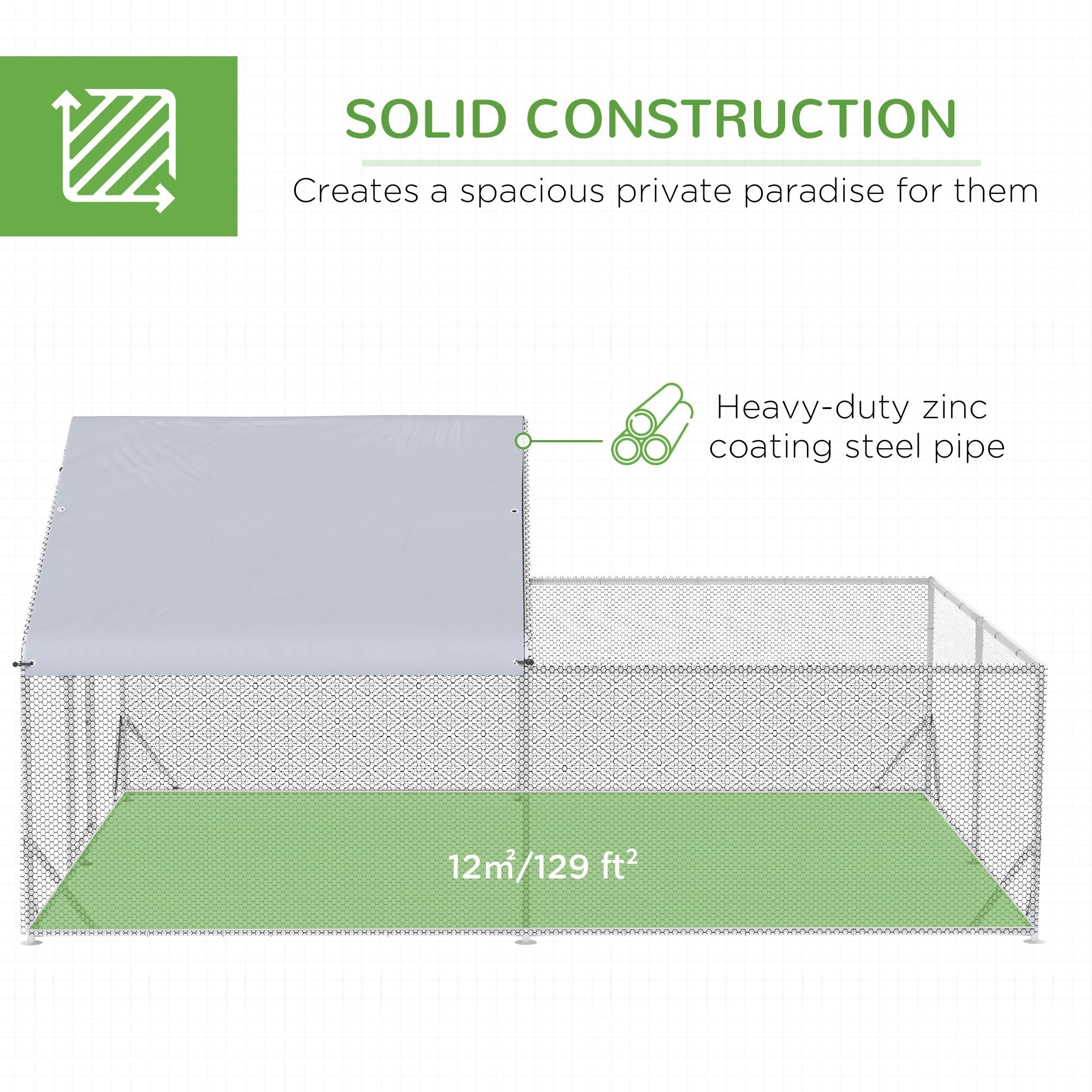 Large Walk-in Metal Chicken Coop with UV Cover for Poultry, 13.1'x9.8'x6.4', Multi-Colour Chicken Coops   at Gallery Canada