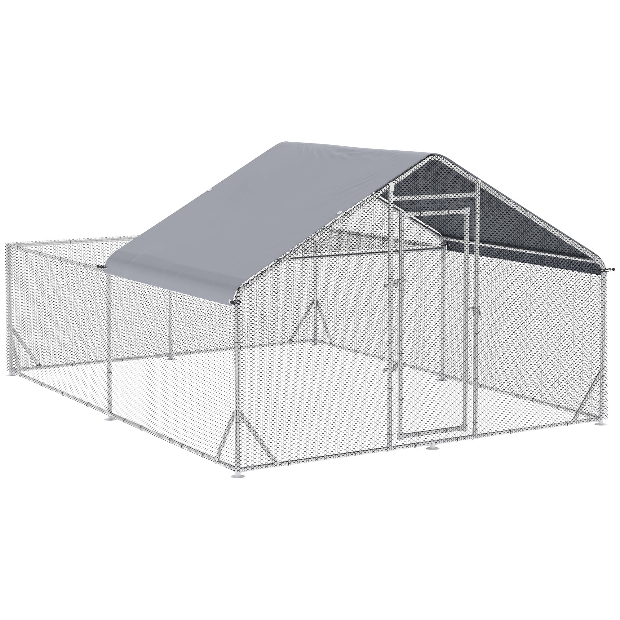 Large Walk-in Metal Chicken Coop with UV Cover for Poultry, 13.1'x9.8'x6.4', Multi-Colour Chicken Coops   at Gallery Canada