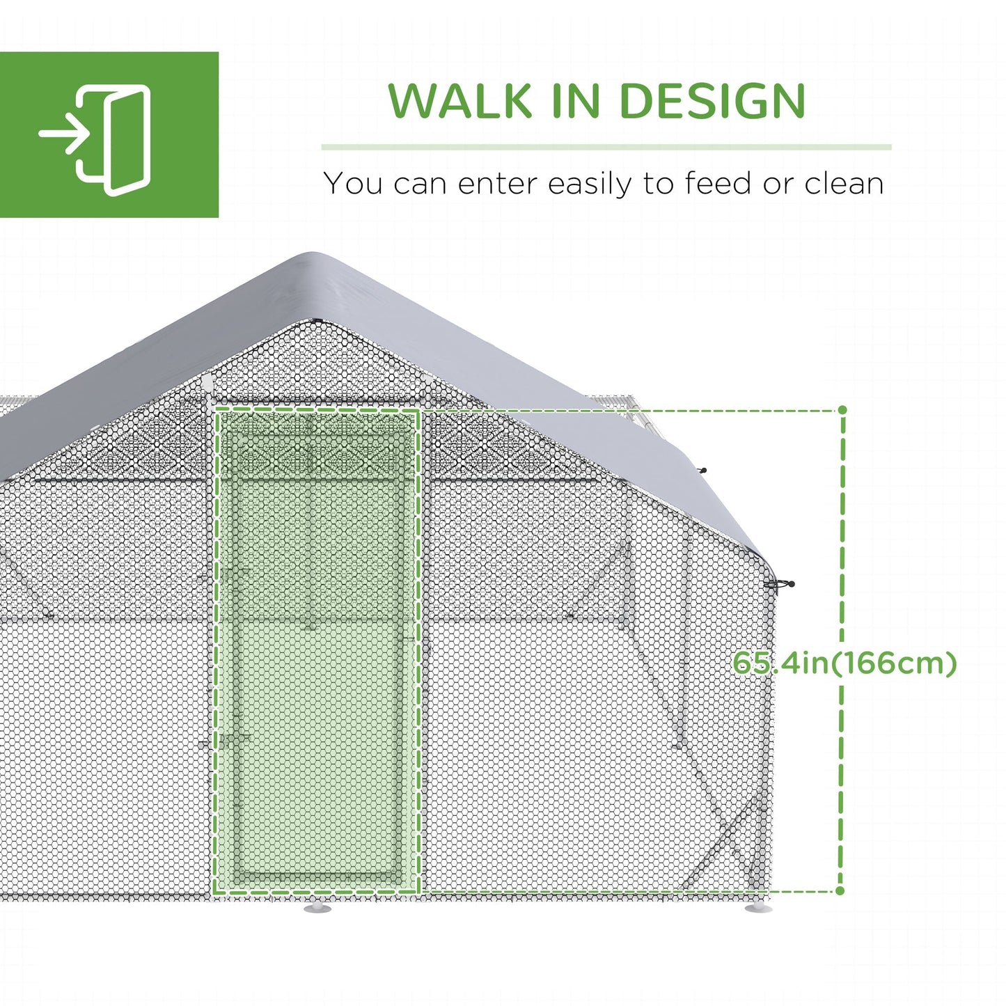 Large Walk-in Metal Chicken Coop with UV Cover for Poultry, 13.1'x9.8'x6.4', Multi-Colour Chicken Coops   at Gallery Canada