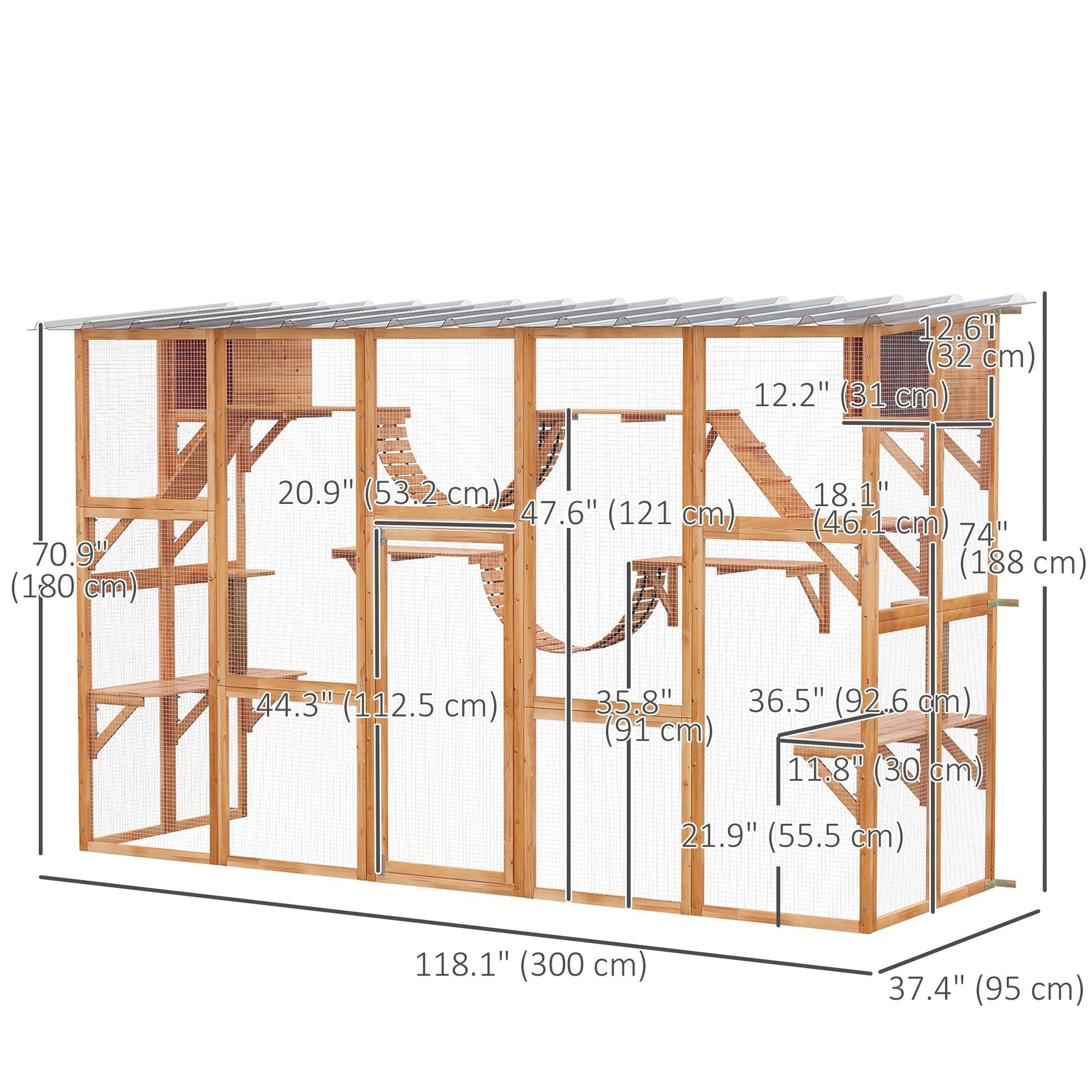 Large Outdoor Catio with Condos, Platforms, Doors, Ladders, Weather-Resistant Roof, Orange Outdoor Cat Enclosures   at Gallery Canada