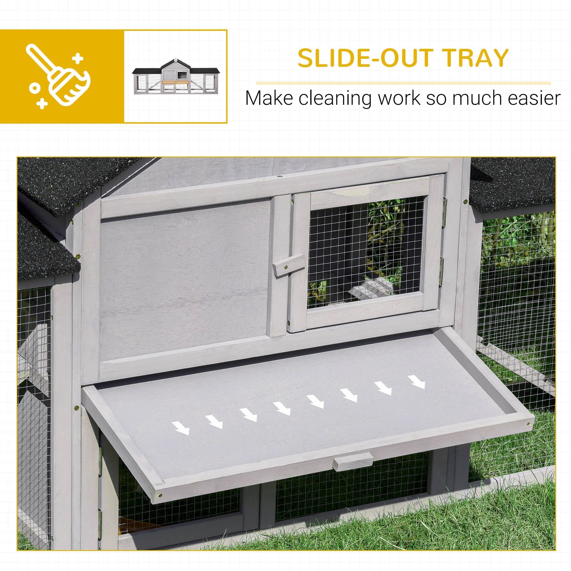 Large Rabbit Hutch Wood Bunny Cage Outdoor Guinea Pig House with Double Runs Slide Out Tray Ramps, 83