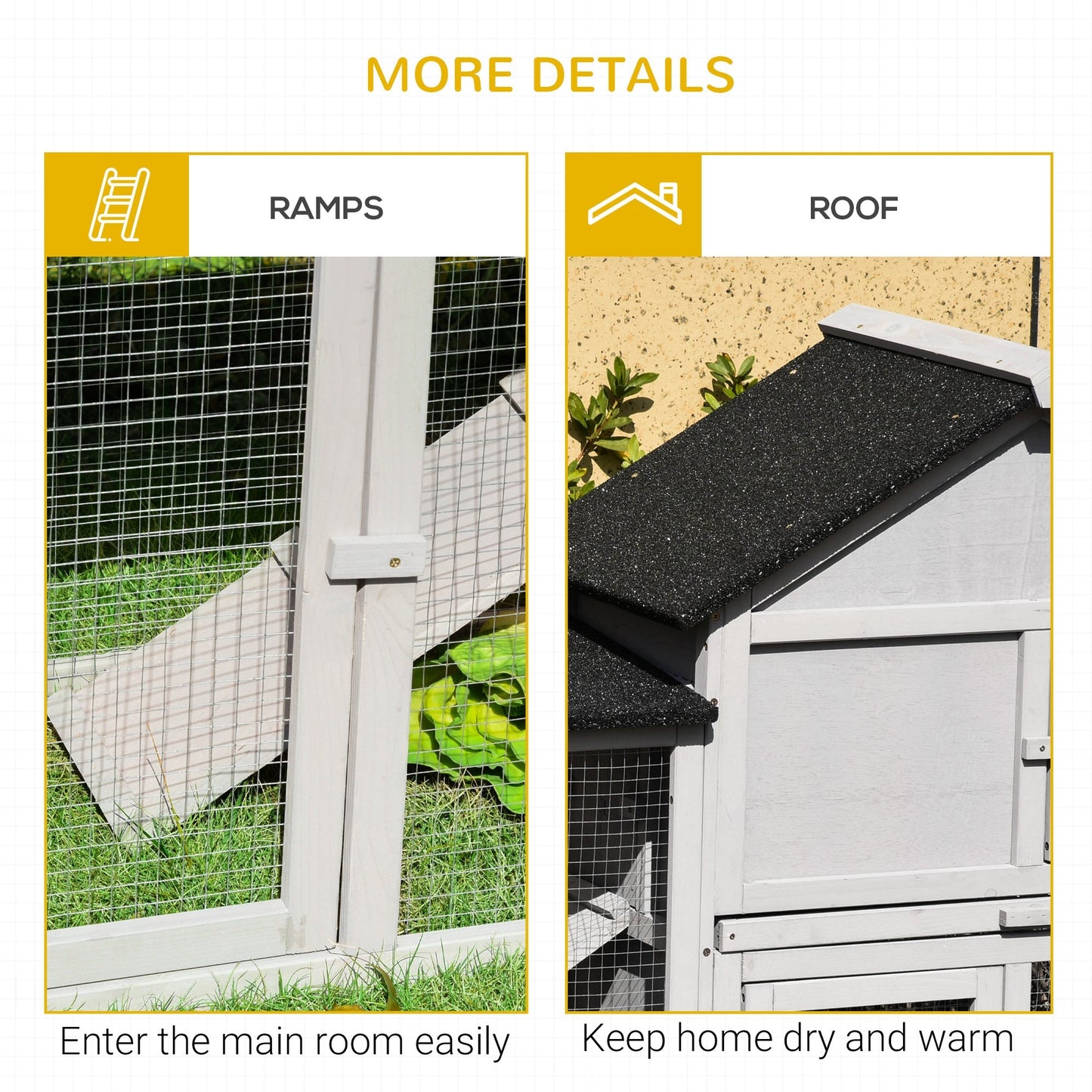 Large Rabbit Hutch Wood Bunny Cage Outdoor Guinea Pig House with Double Runs Slide Out Tray Ramps, 83"x18"x33", Grey Rabbit Hutch   at Gallery Canada