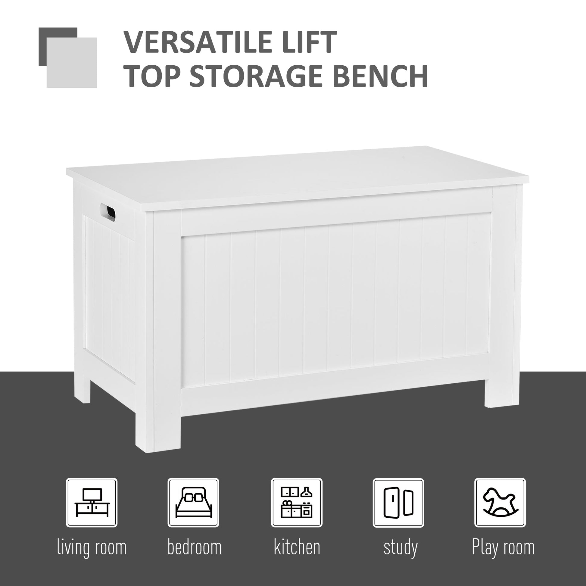 Large Storage Box Toy Chest Cabinet Container with Lid and 2 Safety Hinges, White Storage Cabinets   at Gallery Canada