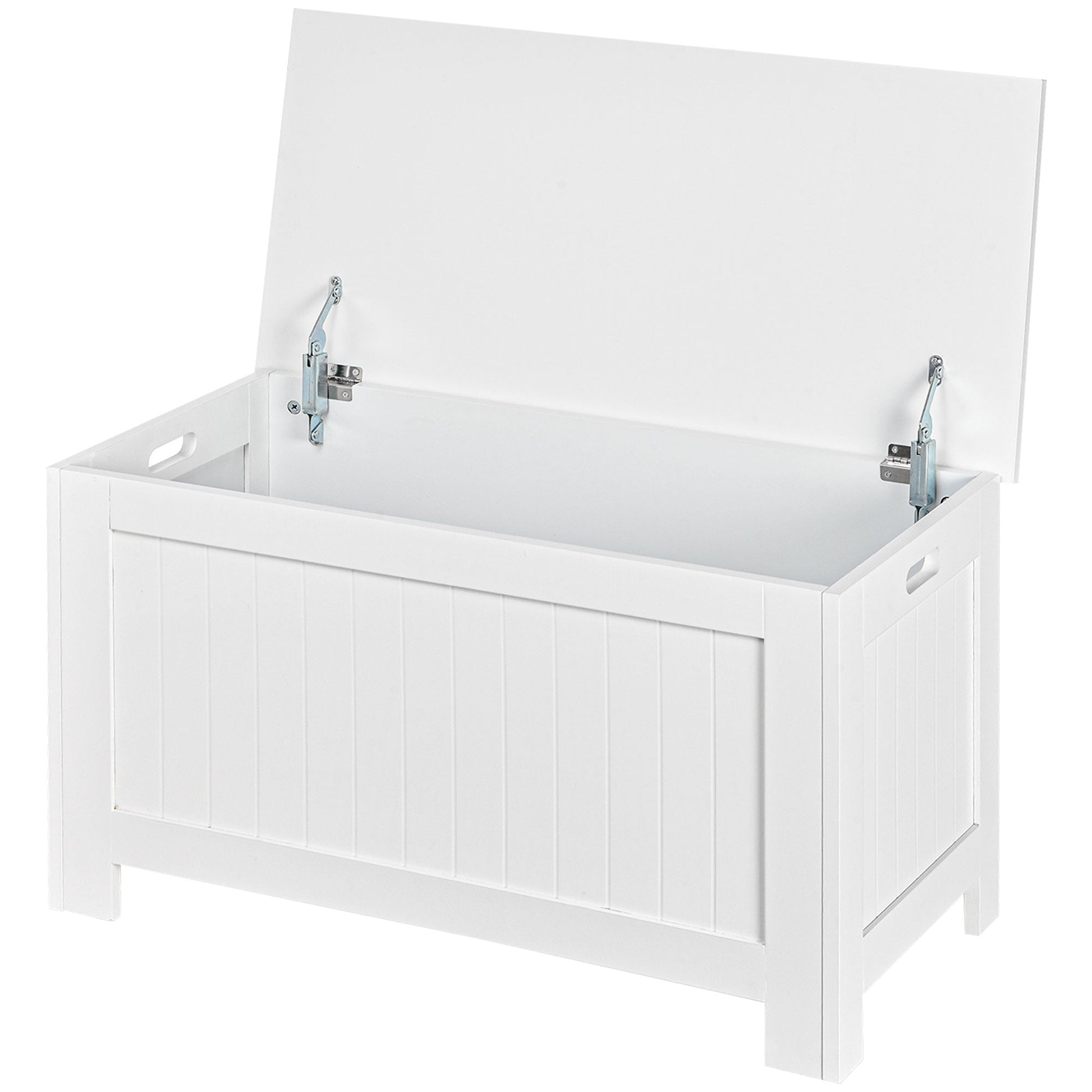 Large Storage Box Toy Chest Cabinet Container with Lid and 2 Safety Hinges, White Storage Cabinets White  at Gallery Canada