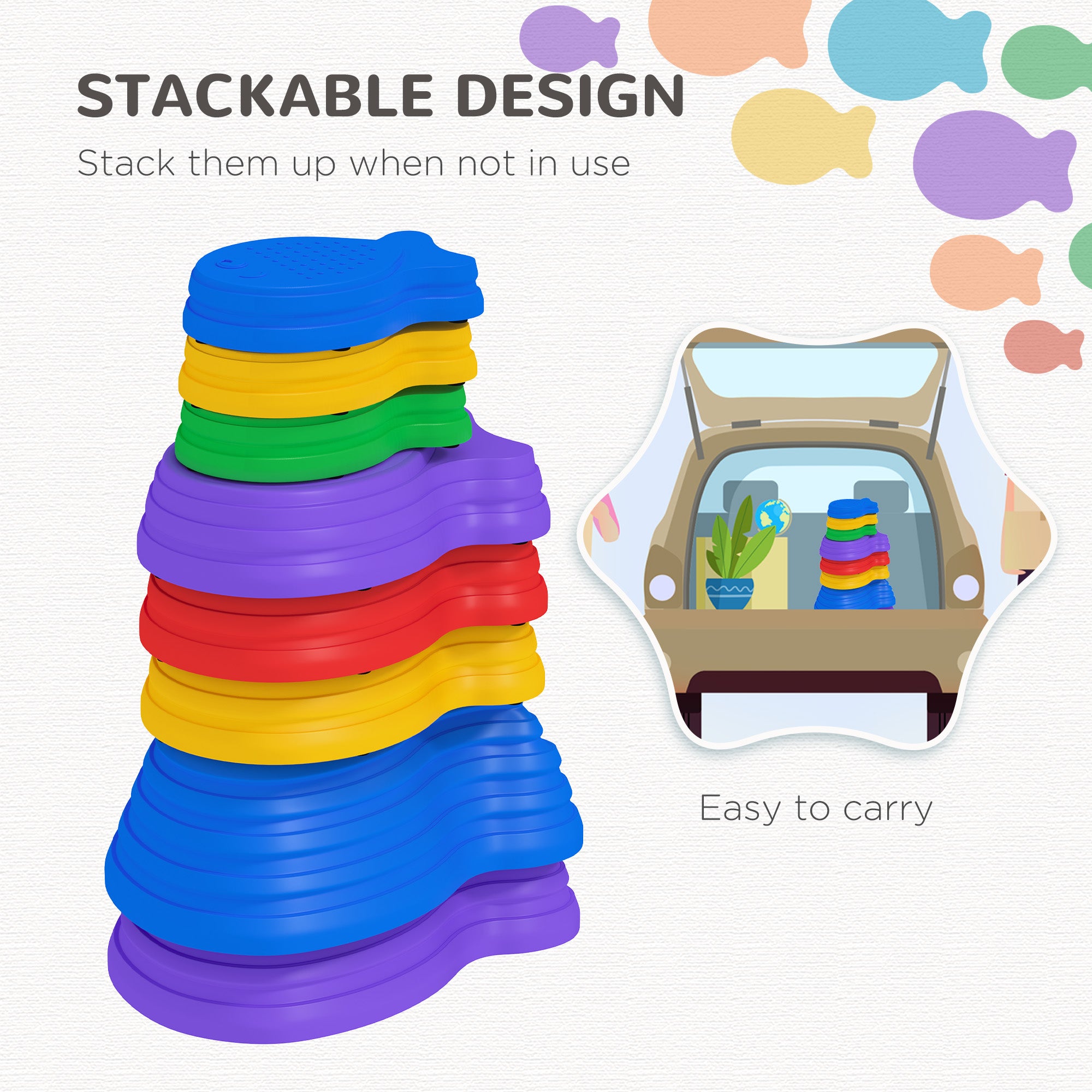 Stackable Balance River Stones for Kids, Non-Slip, 8 Pieces, Ages 3-8, Multi Colour Gym Sets & Swings   at Gallery Canada