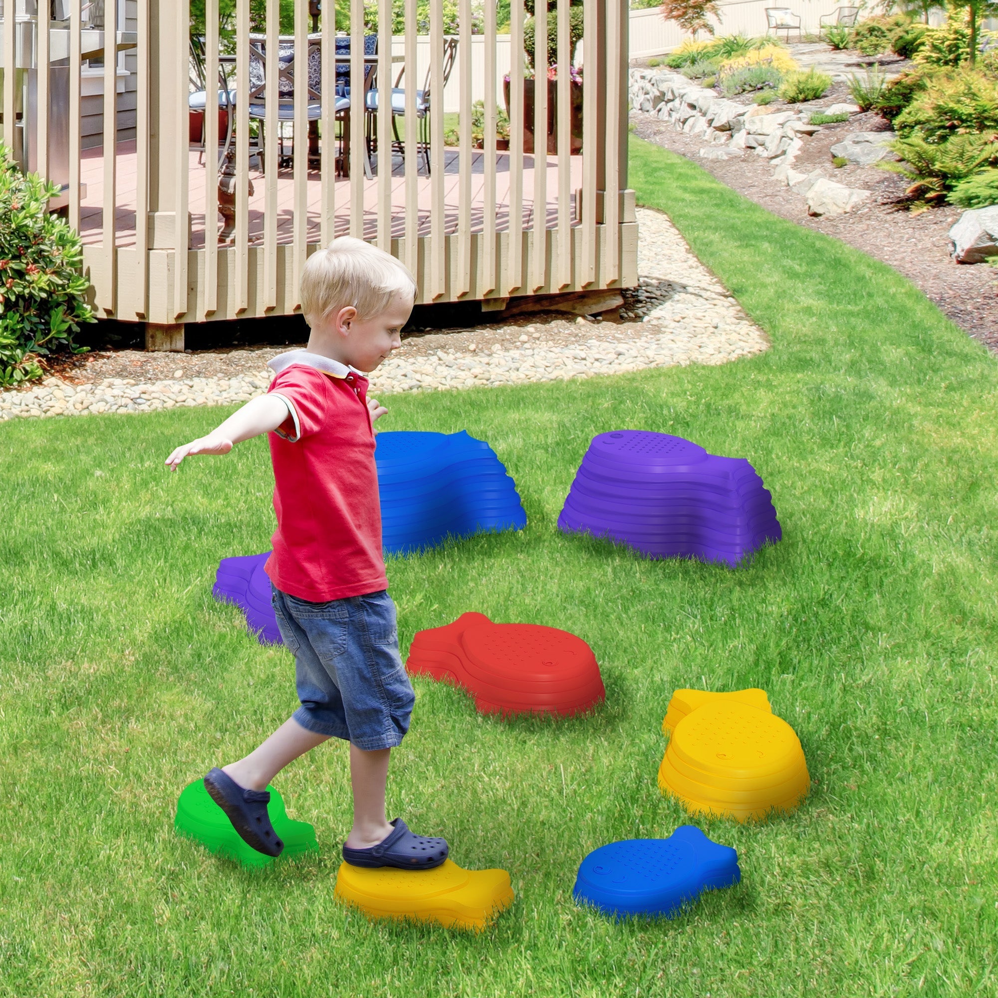 Stackable Balance River Stones for Kids, Non-Slip, 8 Pieces, Ages 3-8, Multi Colour Gym Sets & Swings   at Gallery Canada