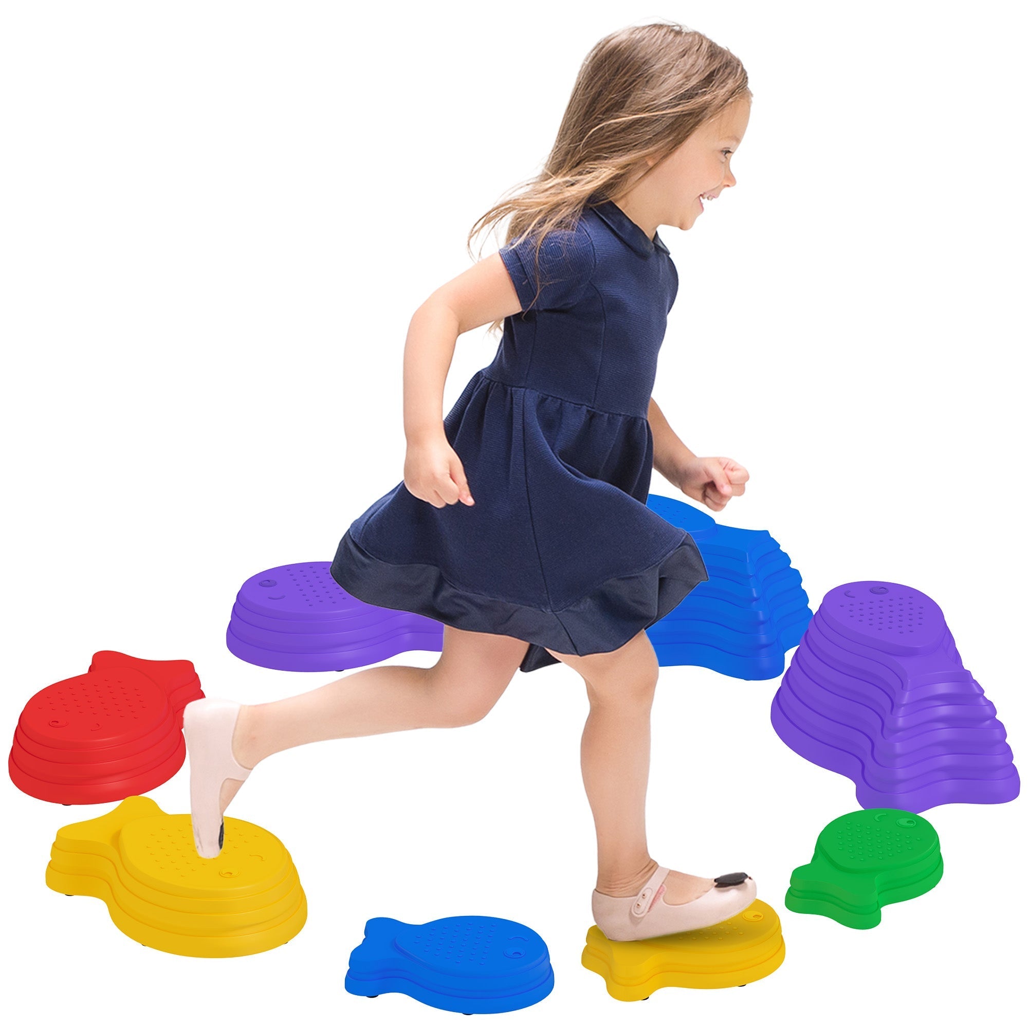 Stackable Balance River Stones for Kids, Non-Slip, 8 Pieces, Ages 3-8, Multi Colour Gym Sets & Swings Multi Colour  at Gallery Canada