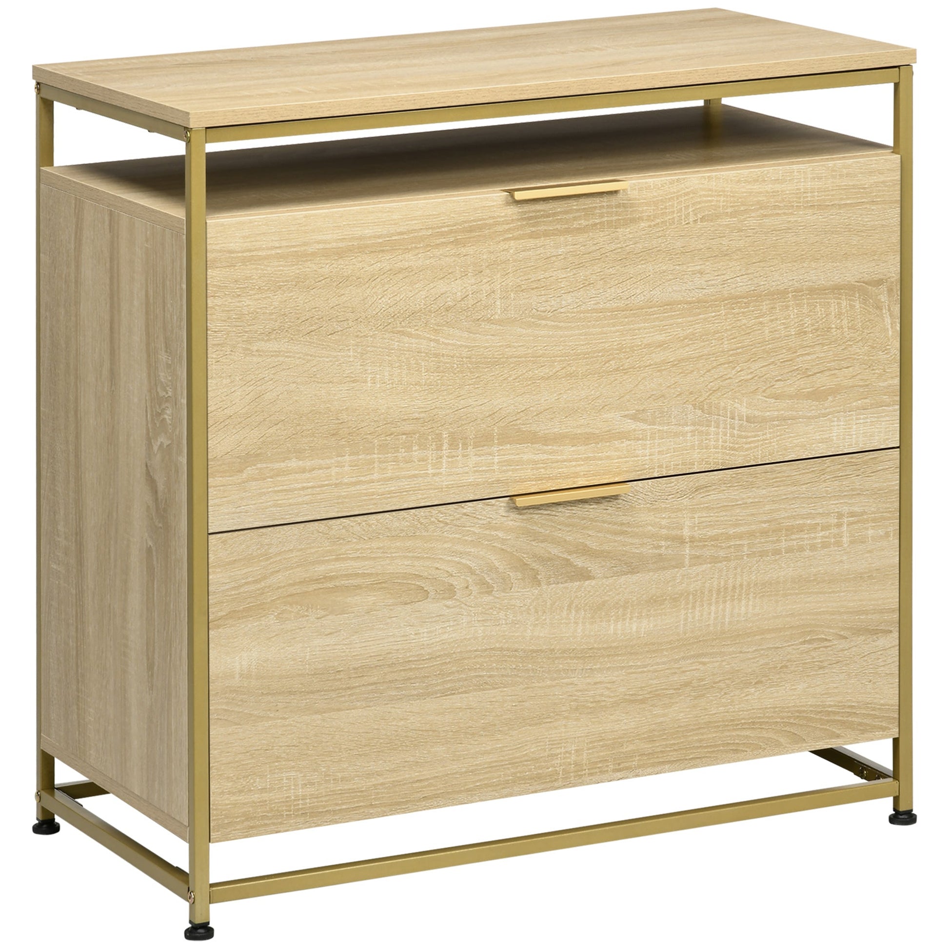 Lateral Filing Cabinet, 2 Drawers File Cabinet with Hanging Bars for A4 and Letter Size, Printer Stand for Home Office, Natural Tone Office Cabinets & Cupboards Natural  at Gallery Canada