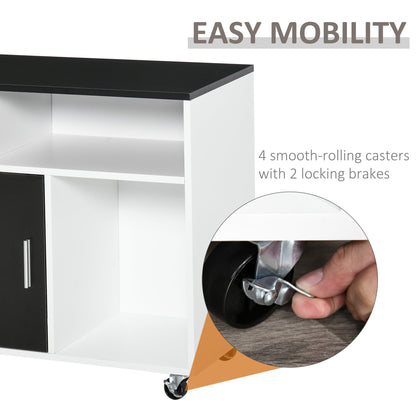 Lateral Filing Cabinet, Printer Stand Home Office Mobile File Cabinet with Wheels, Lockable Drawer, Black Office Cabinets & Cupboards   at Gallery Canada