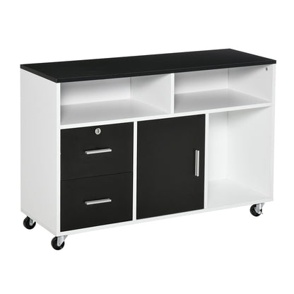 Lateral Filing Cabinet, Printer Stand Home Office Mobile File Cabinet with Wheels, Lockable Drawer, Black Office Cabinets & Cupboards Black  at Gallery Canada