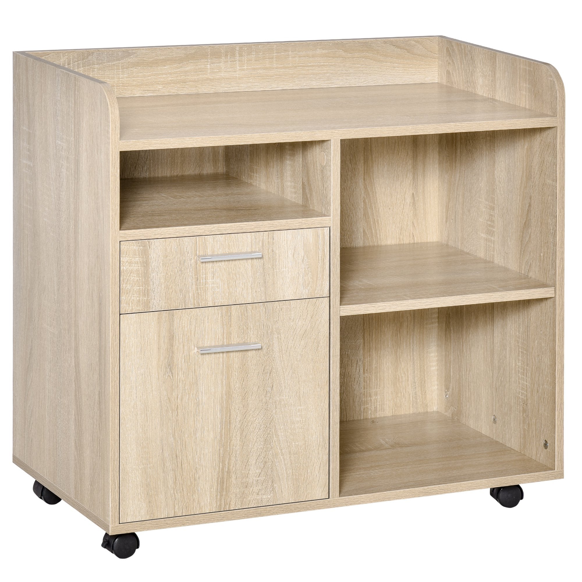 Lateral Filing Cabinet, Printer Stand, Mobile File Cabinet with Drawer for Letter or A4 File, Home Office, Oak Office Cabinets & Cupboards Oak  at Gallery Canada