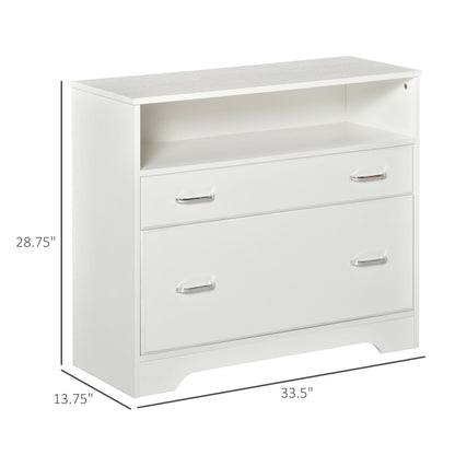 Lateral Filing Cabinet with 2 Drawers, File Cabinet for Hanging Letter Sized Files, Office Printer Stand, White Office Cabinets & Cupboards   at Gallery Canada