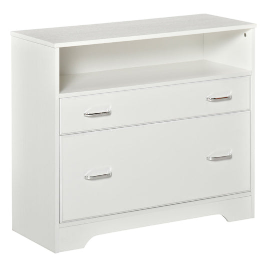 Lateral Filing Cabinet with 2 Drawers, File Cabinet for Hanging Letter Sized Files, Office Printer Stand, White Office Cabinets & Cupboards White  at Gallery Canada