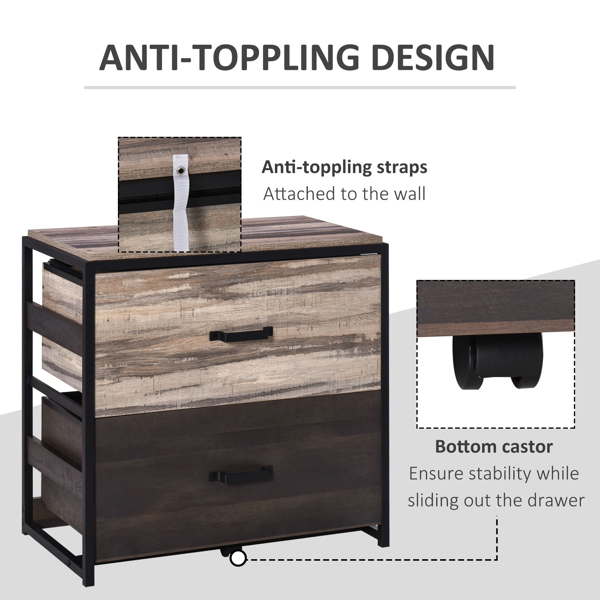 Lateral Filing Cabinet with 2 Drawers, File Cabinet with Hanging Bar, Home Office Organizer for A4 Letter Legal Size Office Cabinets & Cupboards   at Gallery Canada