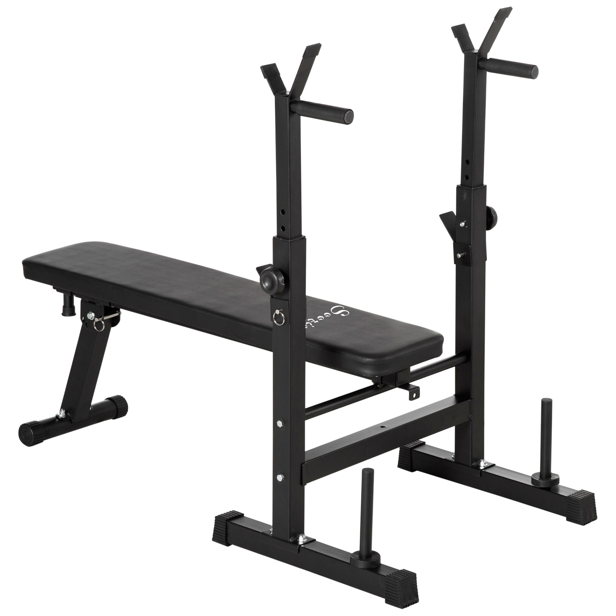Adjustable Weight Bench, Foldable Bench Press with Barbell Rack and Dip Station for Home Gym, Strength Training Multiuse Workout Bench, Black Weight Benches at Gallery Canada