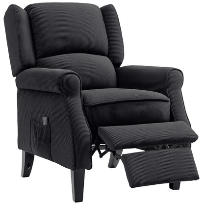 Push Back Recliner Chair, Vibration Massage Recliner for Living Room with Extendable Footrest, Remote, Pocket, Black Sofas & Reclining Chairs at Gallery Canada