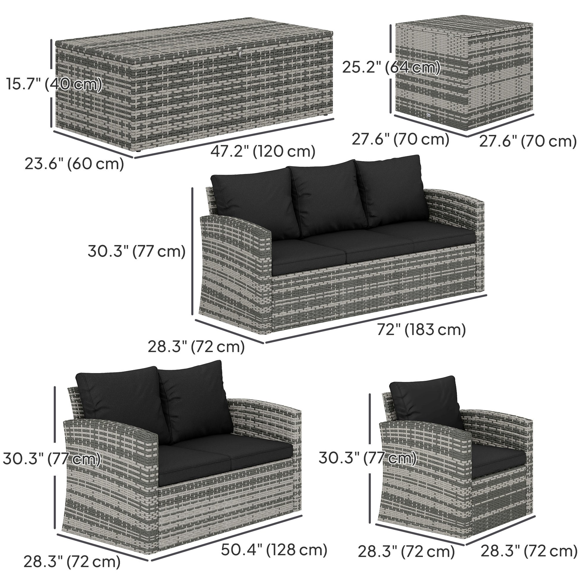 6 Piece Patio Furniture Set, Rattan Wicker Patio Sofa Set Sectional Outdoor Conversation Sofa Set Storage Table &; Cushions, Black Patio Furniture Sets at Gallery Canada