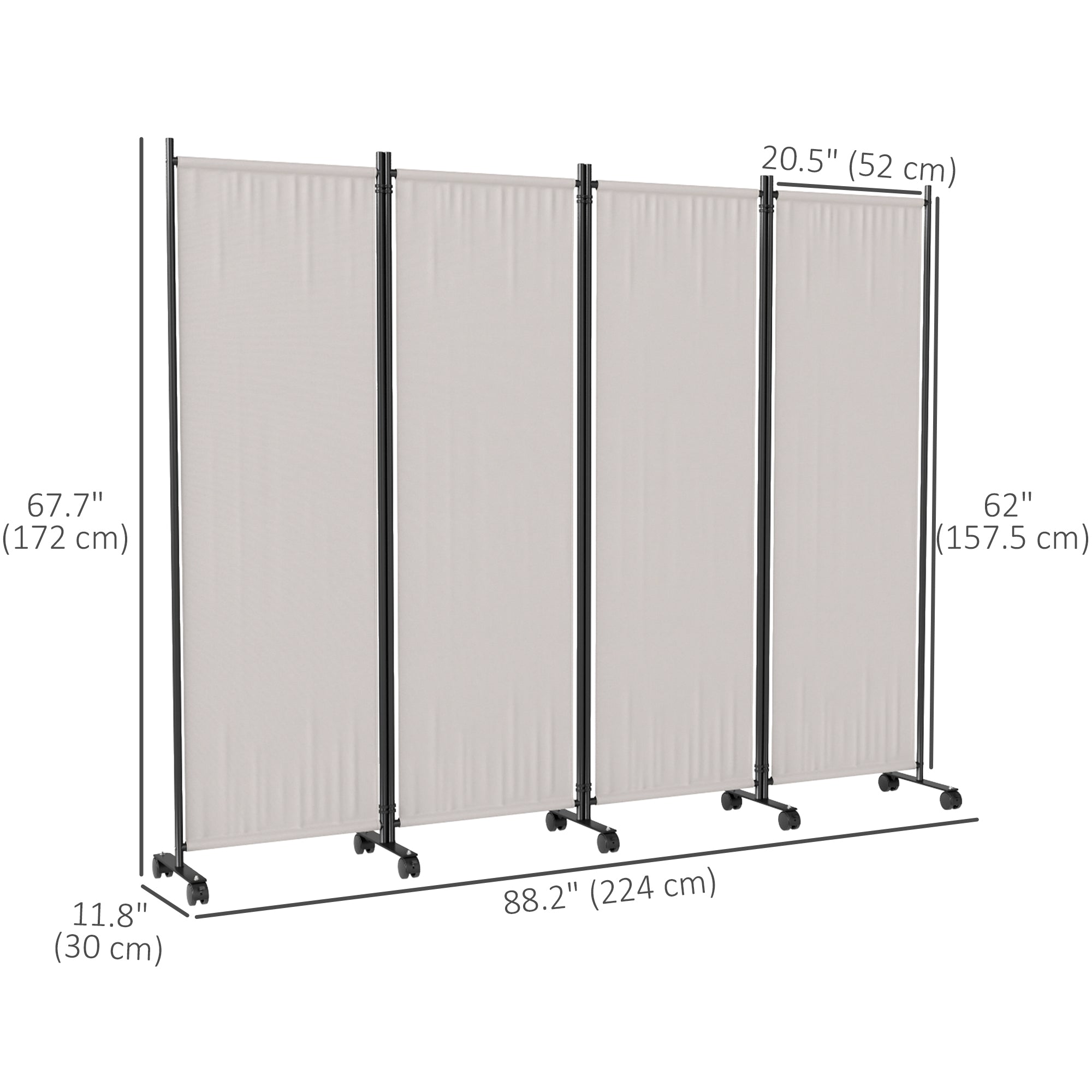 Folding Room Divider with Castor Wheels, Rolling Privacy Screen for Patio Backyard Pool Hot Tub, 5.6ft Tall Side Awnings at Gallery Canada