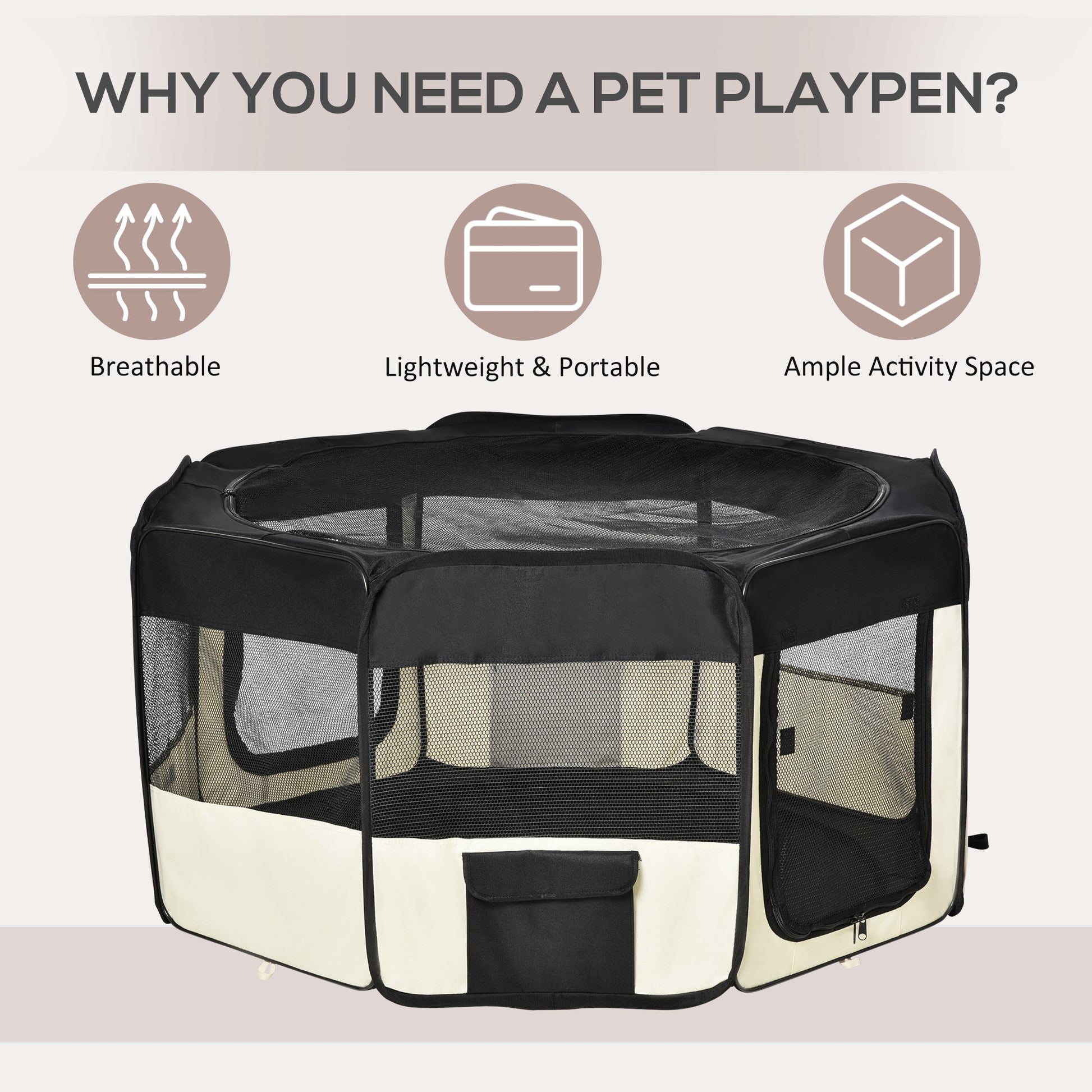 49.2-inch Soft Pet Playpen Folding Dog Pen Outdoor with Bag Houses, Kennels & Pens   at Gallery Canada