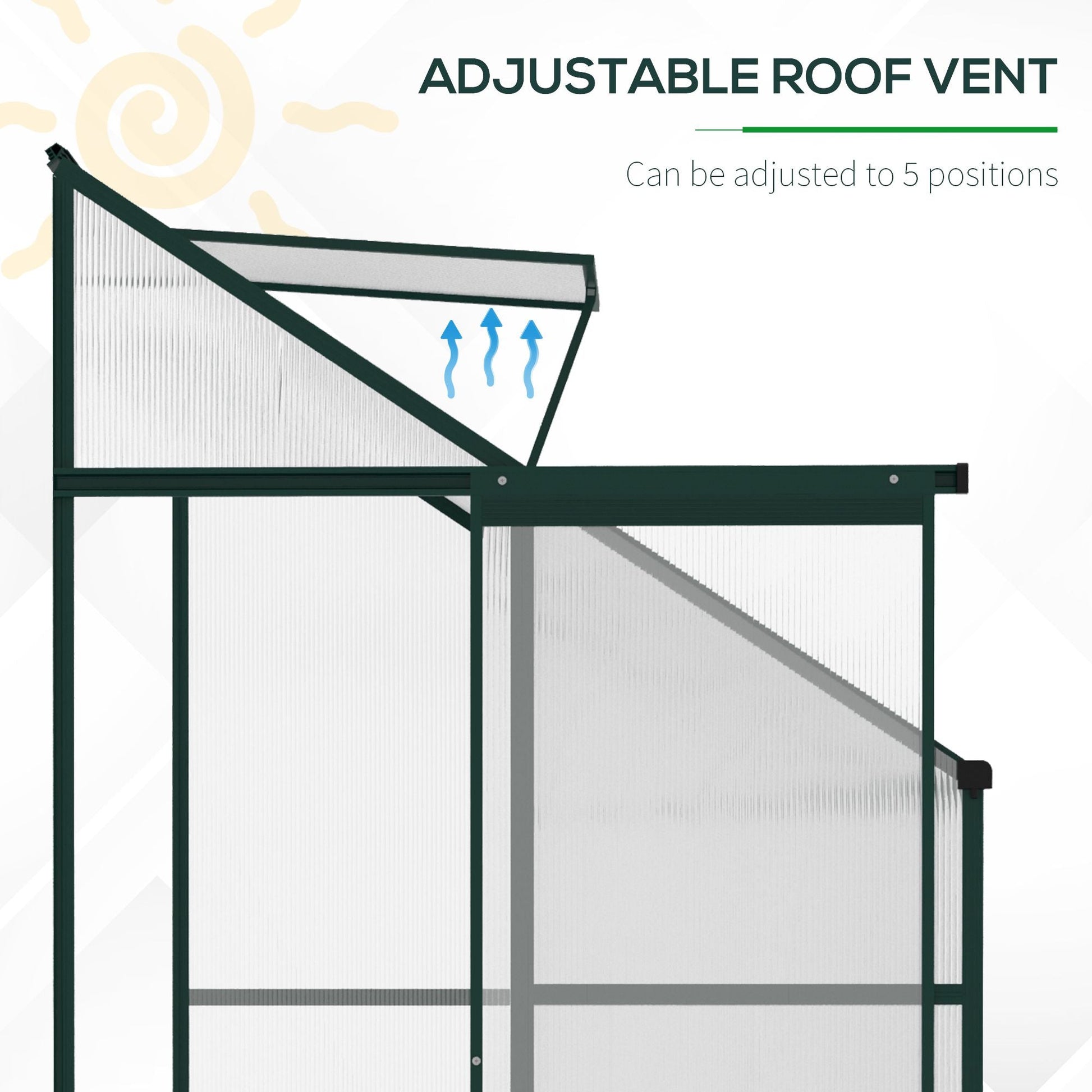 Lean-to Greenhouse Walk-in Garden Aluminum Polycarbonate with Roof Vent for Plants Herbs Vegetables 6' x 4' x 7' Green Walk In Greenhouses   at Gallery Canada