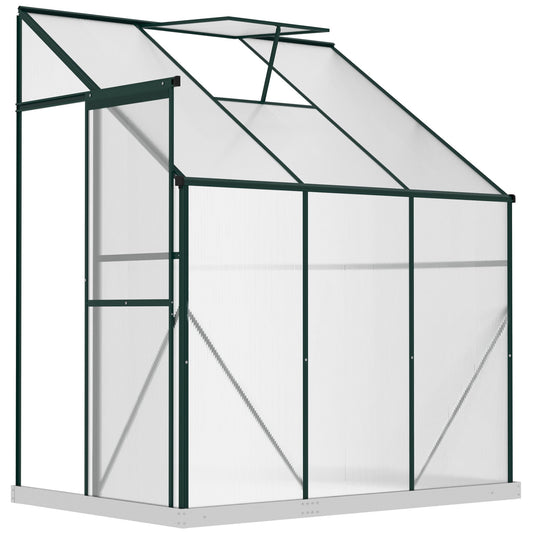 Lean-to Greenhouse Walk-in Garden Aluminum Polycarbonate with Roof Vent for Plants Herbs Vegetables 6' x 4' x 7' Green Walk In Greenhouses Multi Colour  at Gallery Canada