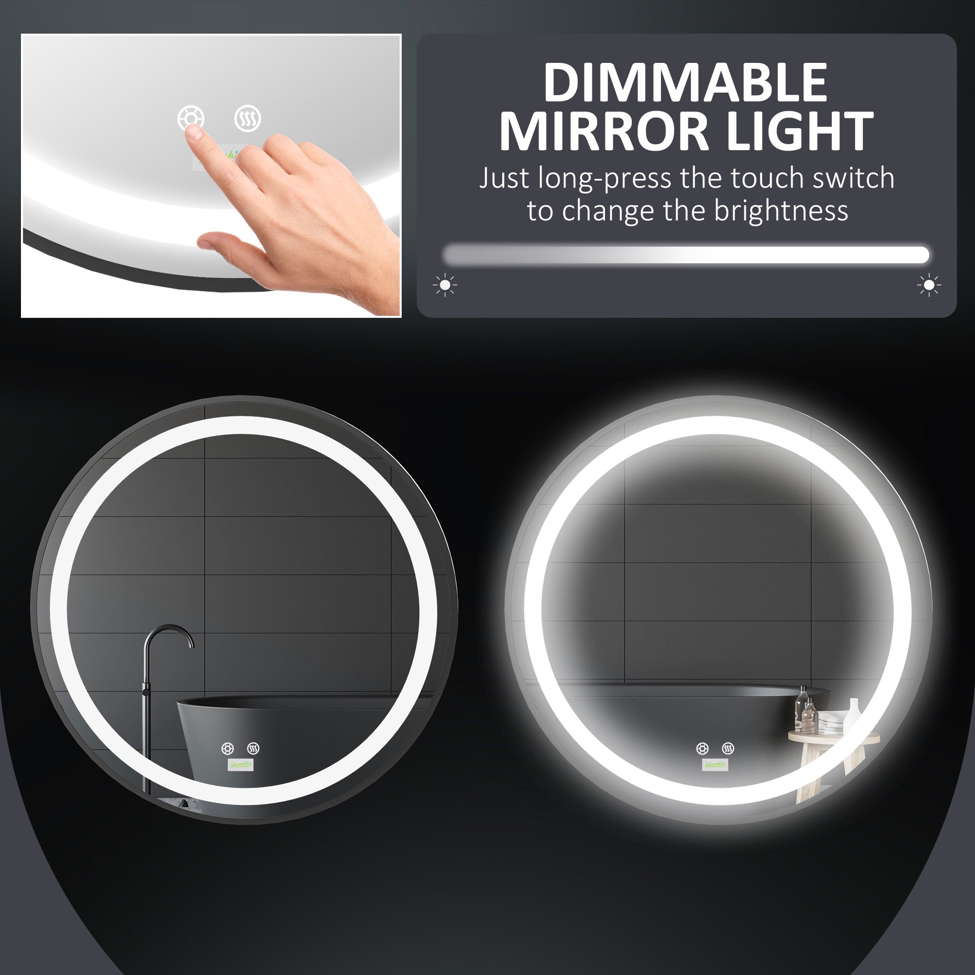 LED Bathroom Mirror for Vanity, Dimmable Lighted Anti Fog Wall Mirror with 3 Temperature Colors, Plug-in, 24 Inch Wall Mirrors   at Gallery Canada