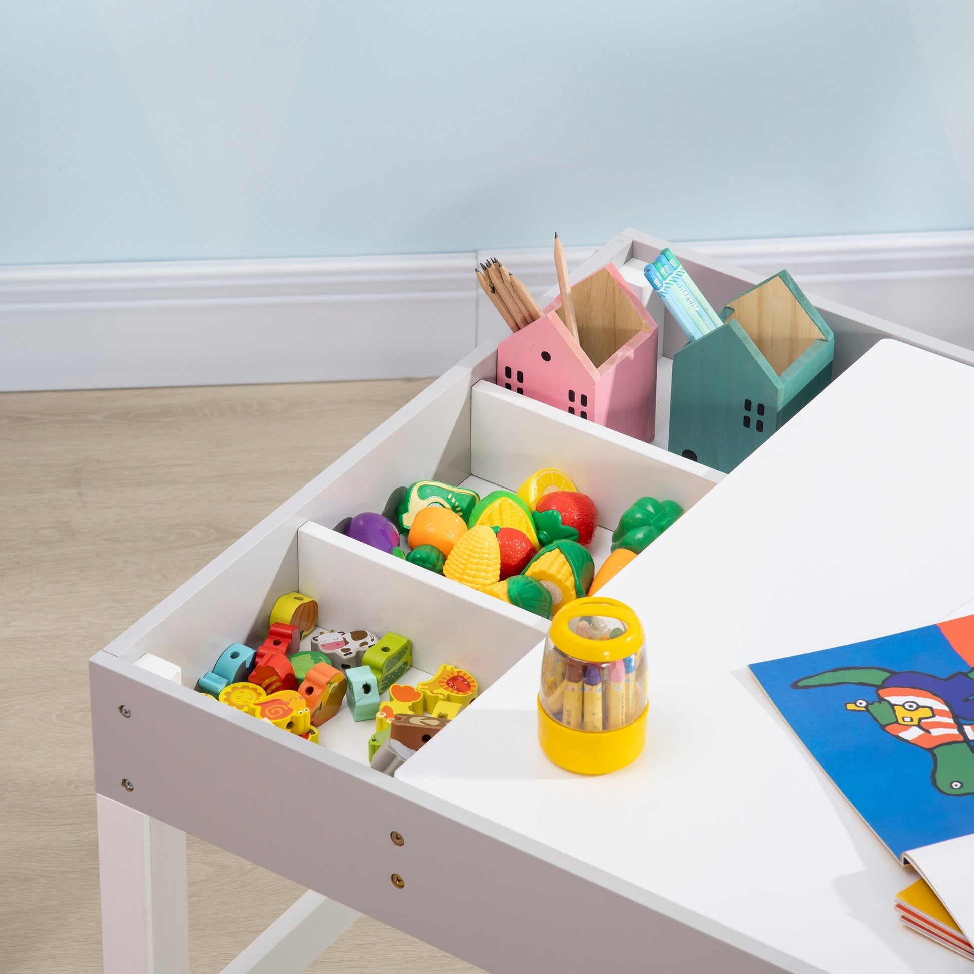 Multi-Use Kids Lego Table & Chair Set with Storage for Activities, Grey Kids Table Sets   at Gallery Canada