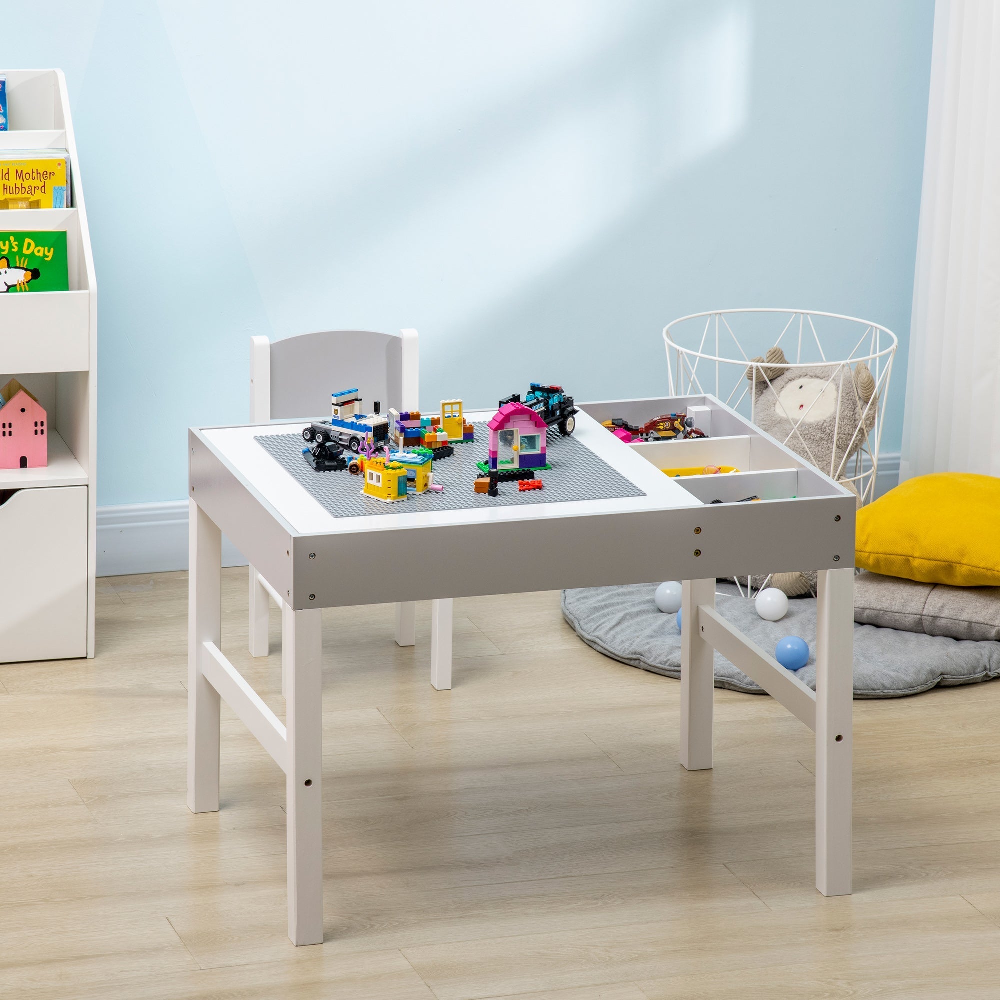 Multi-Use Kids Lego Table & Chair Set with Storage for Activities, Grey Kids Table Sets   at Gallery Canada