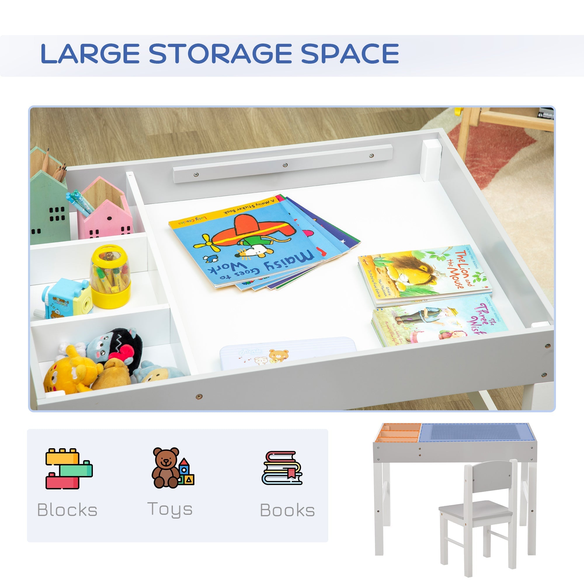 Multi-Use Kids Lego Table & Chair Set with Storage for Activities, Grey Kids Table Sets   at Gallery Canada