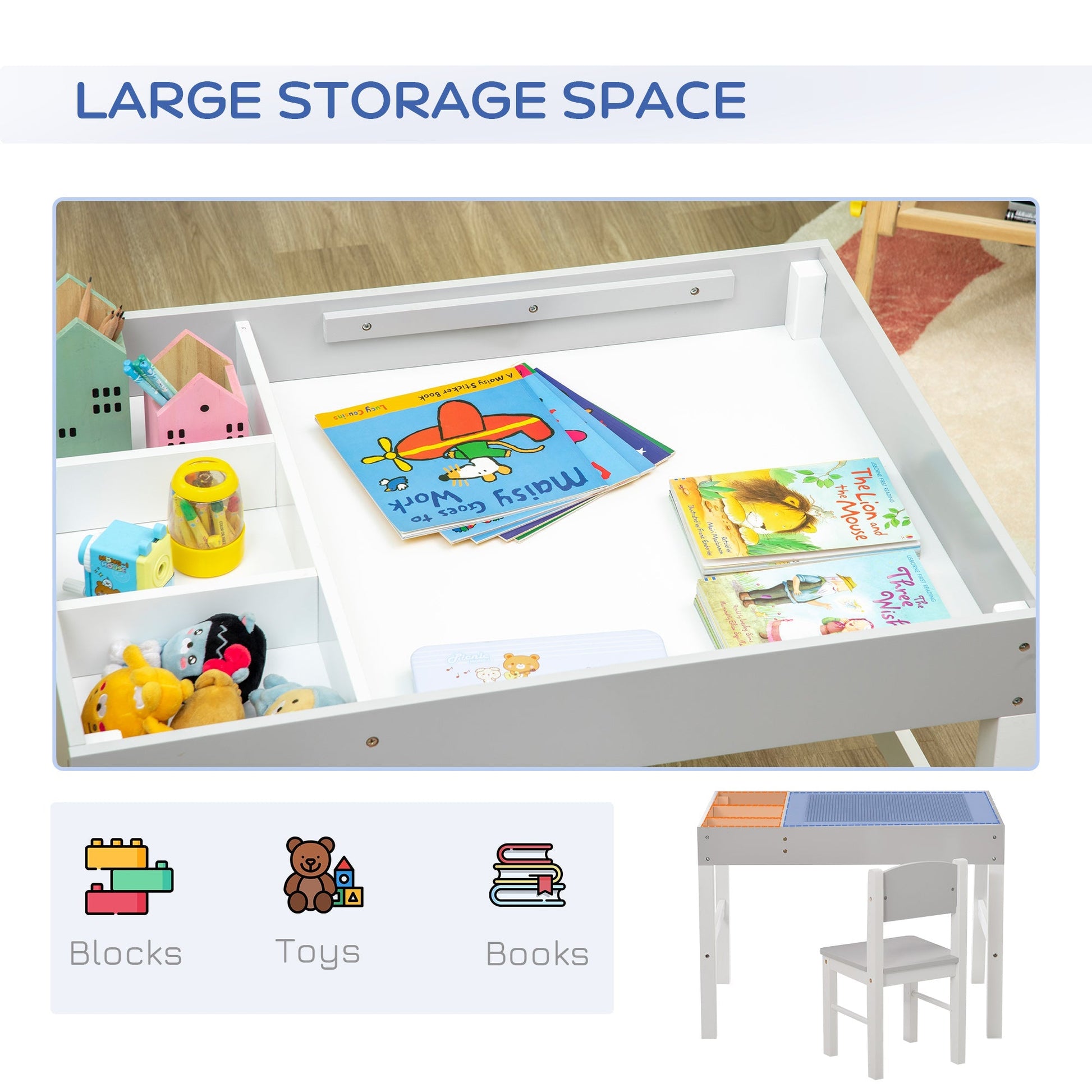 Multi-Use Kids Lego Table & Chair Set with Storage for Activities, Grey Kids Table Sets   at Gallery Canada